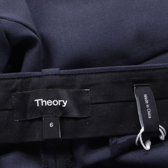 Theory High-Rise Tailored Trousers in Navy Blue Wool - Picture 4 of 5